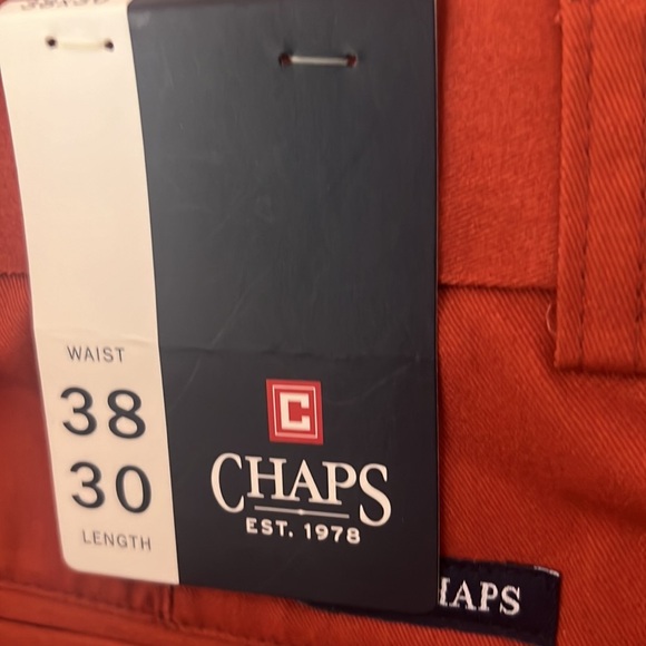 Chaps The Belted Chino Rust Orange Waist 38 Length 30 NWT - Picture 3 of 3